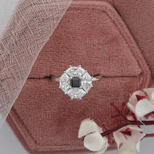 Princess Cut Lab Diamond Halo Dutch Marquise Ring