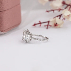 square radiant cut halo engagement ring