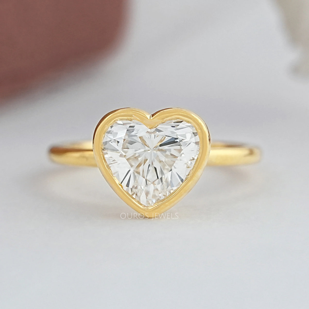 Heart Shaped Diamond Bezel Set Ring — Ouros Jewels