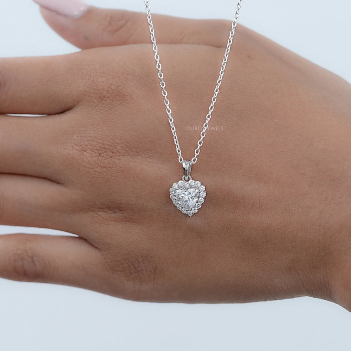 Heart Shape Lab Grown Diamond Halo Pendant