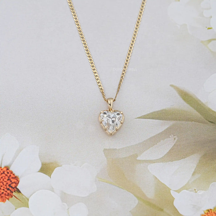 Old Mine Heart Lab Diamond Solitaire Pendant