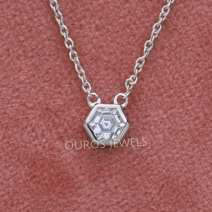 Hexagon Cut Bezel Set Solitaire Pendant