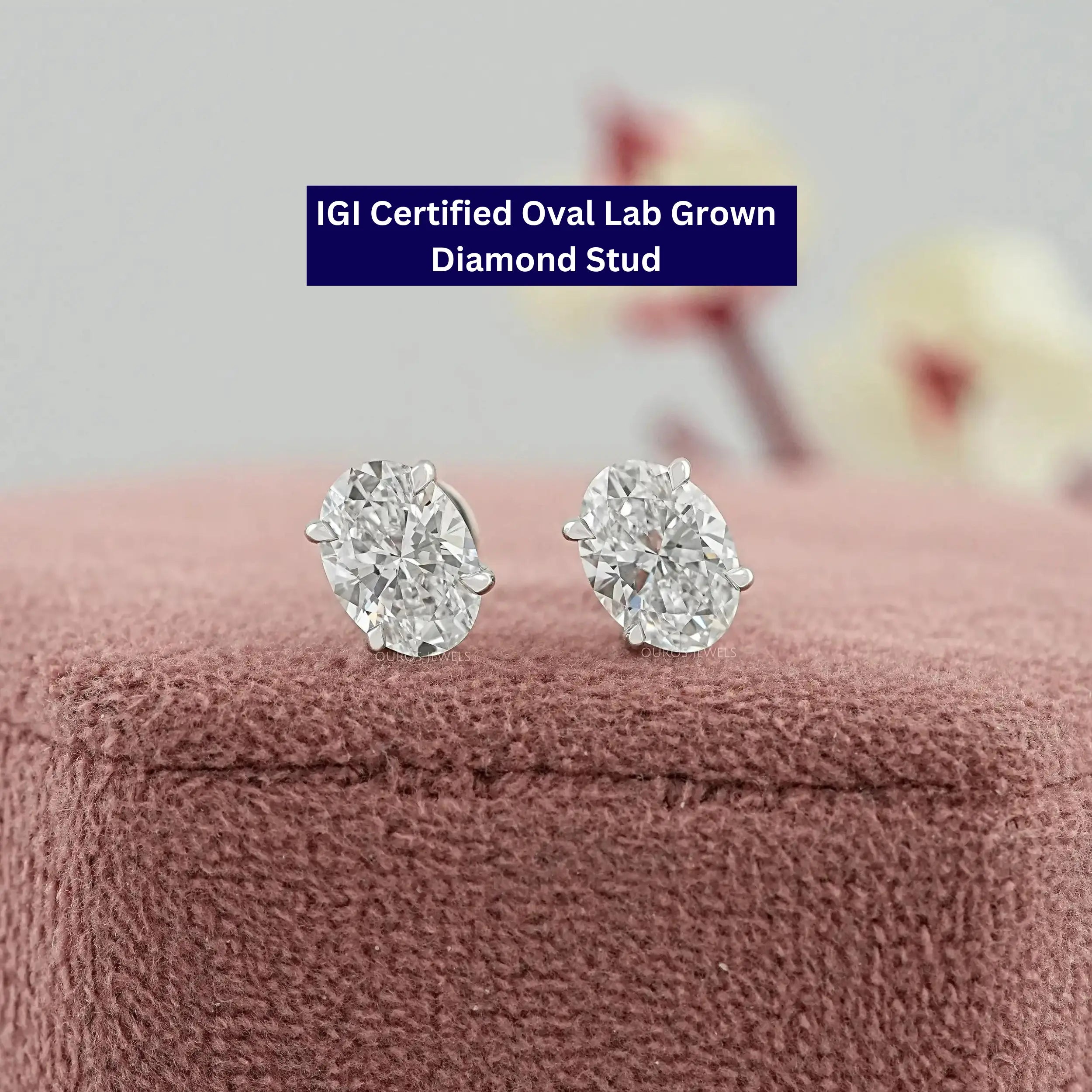 Oval Cut Lab Grown Diamond  Stud Earrings