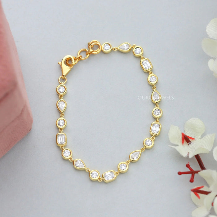 Multi Shape Bezel Set Tennis Bracelet