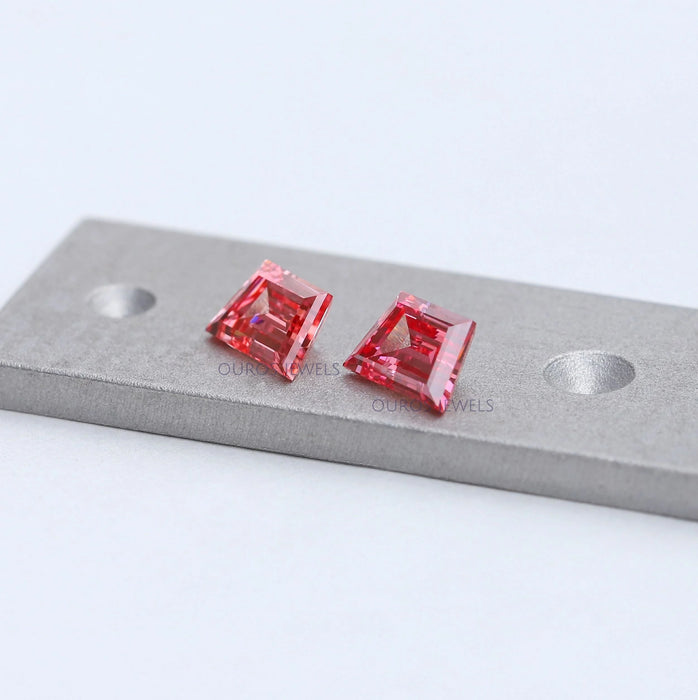 Pink Trapezoid Cut Lab Diamond Pair