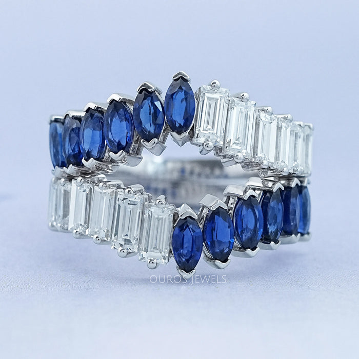 Double Row Sapphire Marquise Gemstone Enhancer Ring