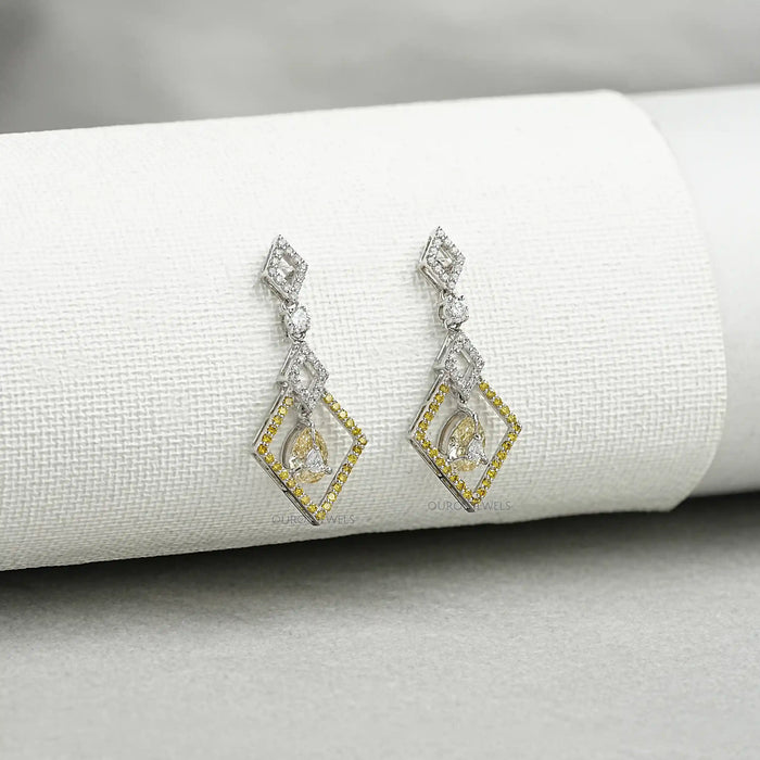 Kite Shape Pear Diamond Dangle Earrings