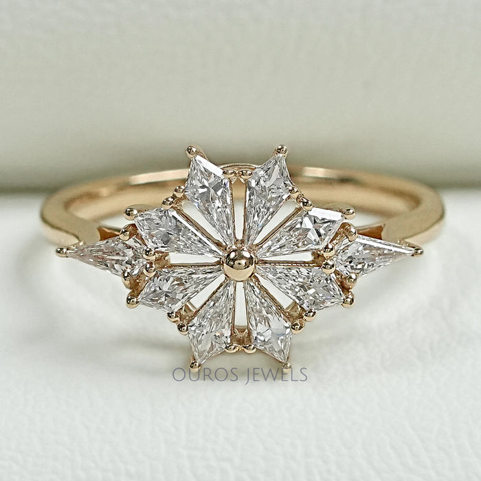 Kite Cut Lab Diamond Floral Engagement Ring