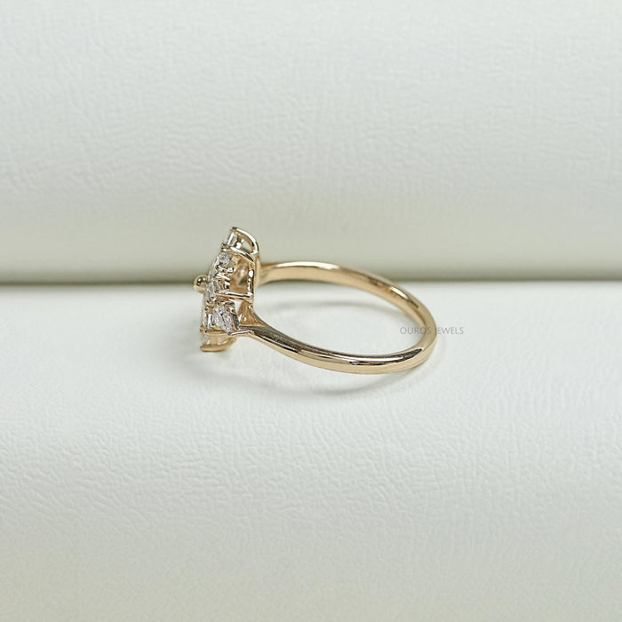 Kite Cut Lab Diamond Floral Engagement Ring