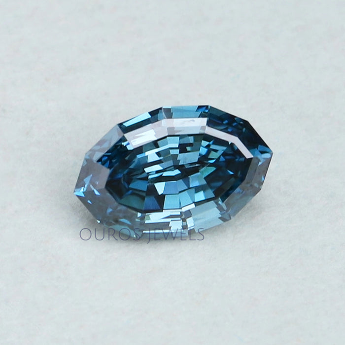1.03 Carat Step Cut Blue Oval Lab Grown Diamond