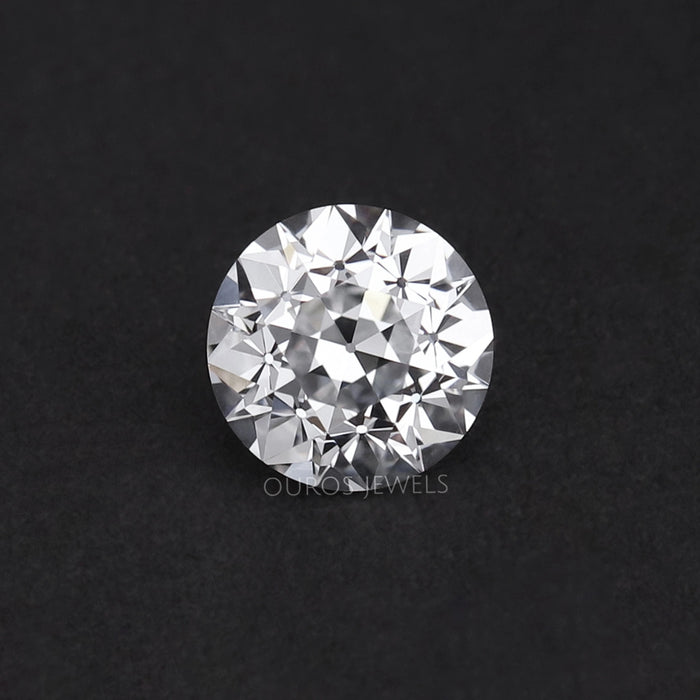 front view of 1.10 ct old european cut round lab grown diamond on fabric