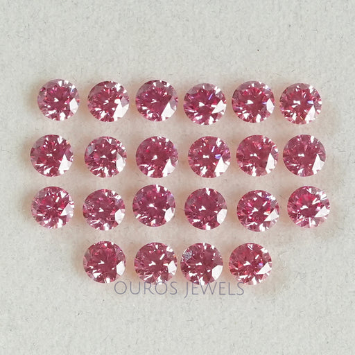 front view of pink round cut loose lab grown diamonds