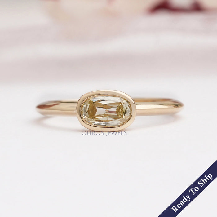 Yellow Old Mine Cushion Bezel Set Solitaire Ring