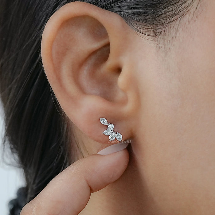 Marquise And Pear Lab Grown Diamond Stud Earrings