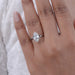 old mine moval cut lab diamond split shank wedding ring on model's finger