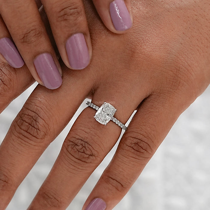 Cushion Lab Diamond Solitaire Accent Ring