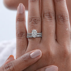 Oval Shape Lab Diamond Bridal Engagement Ring Set