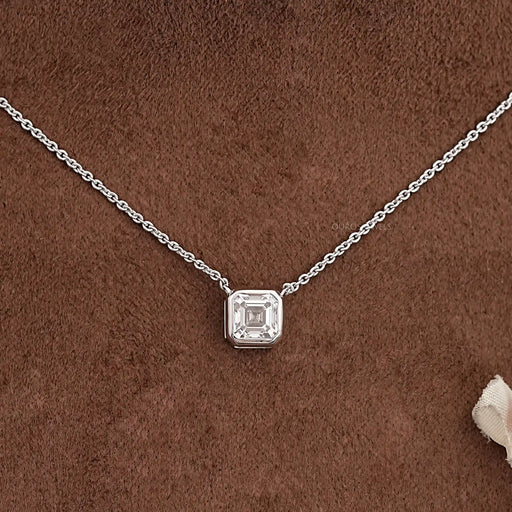 Asscher Cut Bezel Set Diamond Pendant 