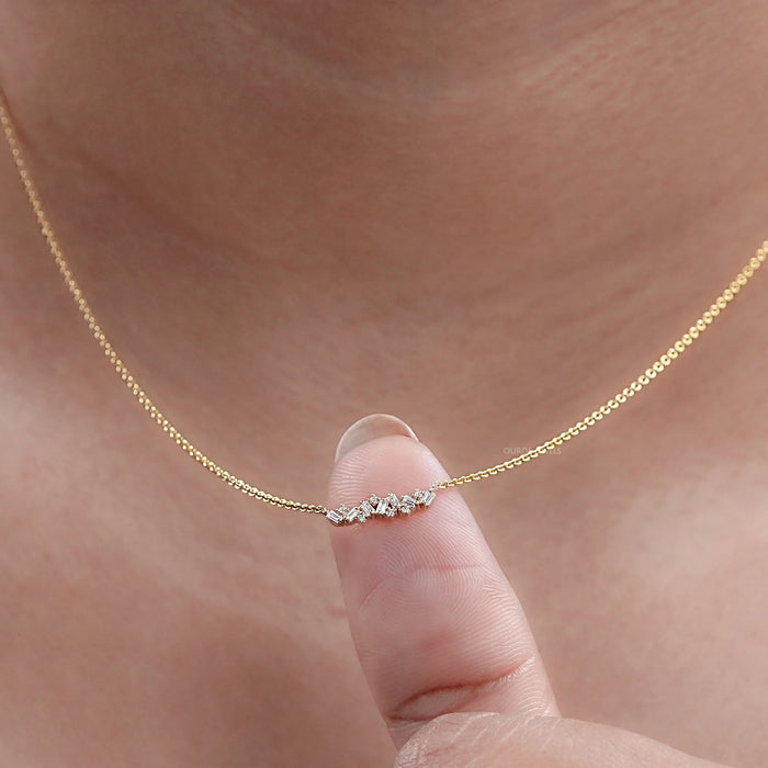 Baguette And Round Lab Diamond Pendant