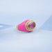 side view of east-west oval lab diamond pink topaz enamel cocktail ring