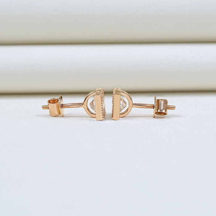 Pendientes de diamantes cultivados en laboratorio talla francesa