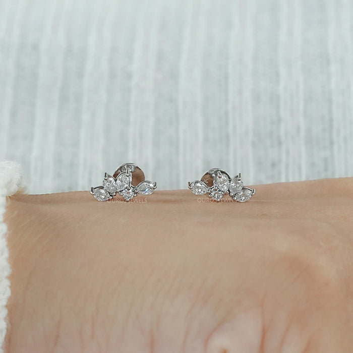 Marquise And Pear Lab Grown Diamond Stud Earrings