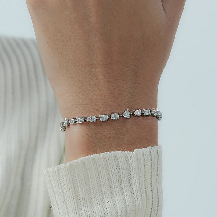 Multi Shape Lab Diamond Linked Bracelet
