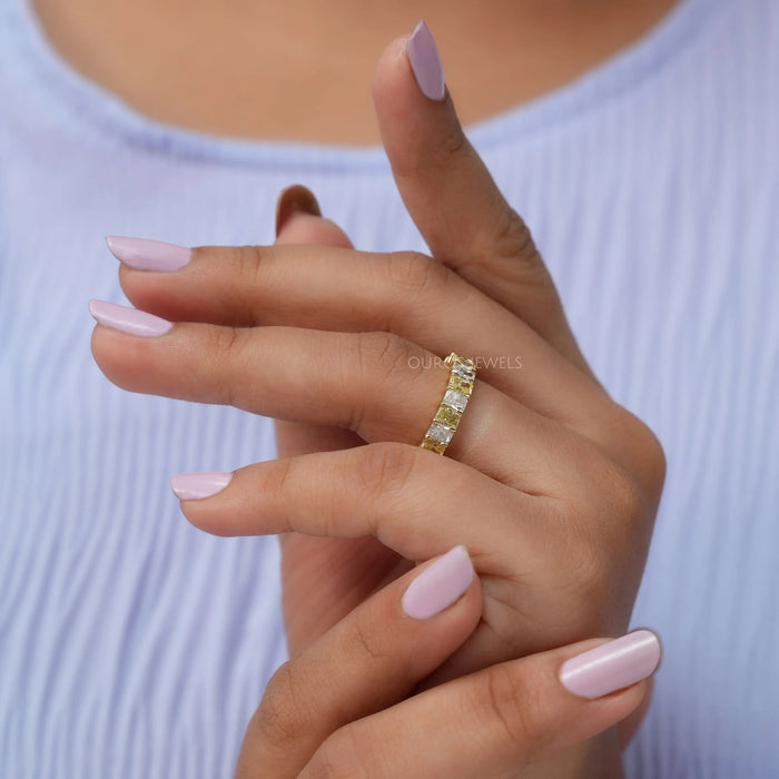 Yellow Radiant Cut Lab Diamond Eternity Band