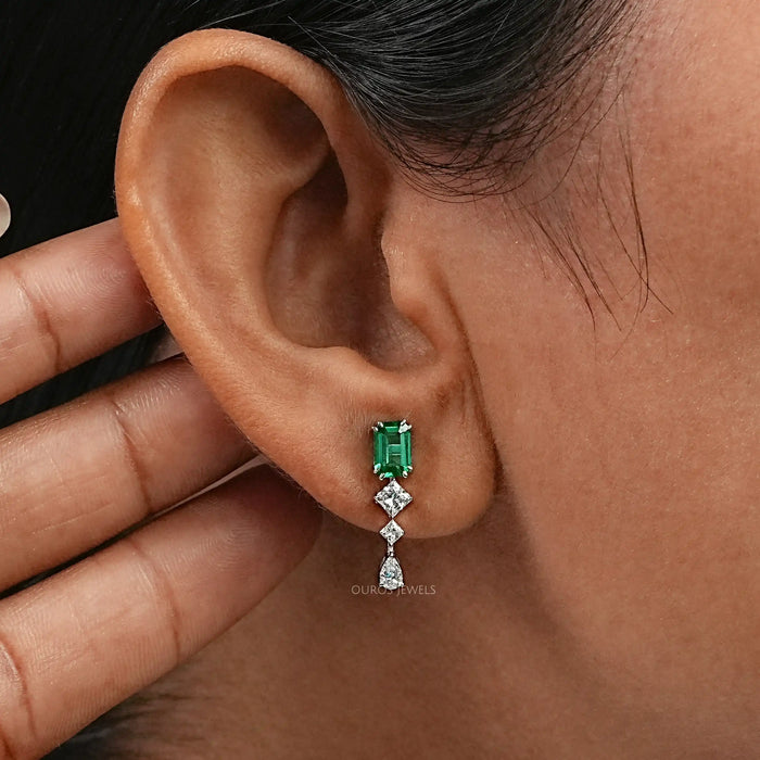 Gemstone  Emerald  Multi  Shape  Drop Earrings