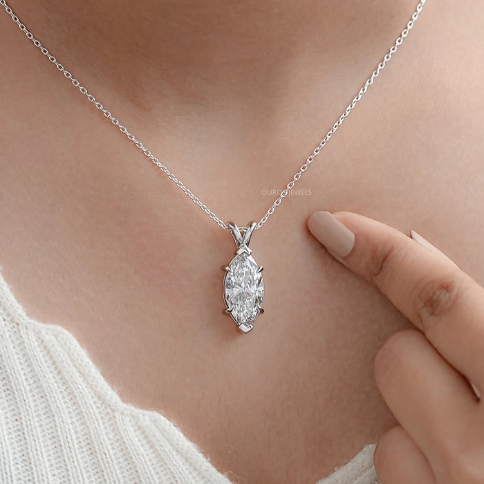 Marquise Lab Diamond Solitaire Bail Pendant