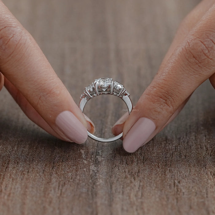 Oval And Trillion Lab Diamond Five Stone Engagement Ring
