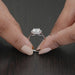 round brilliant cut lab diamond halo engagement ring's close view