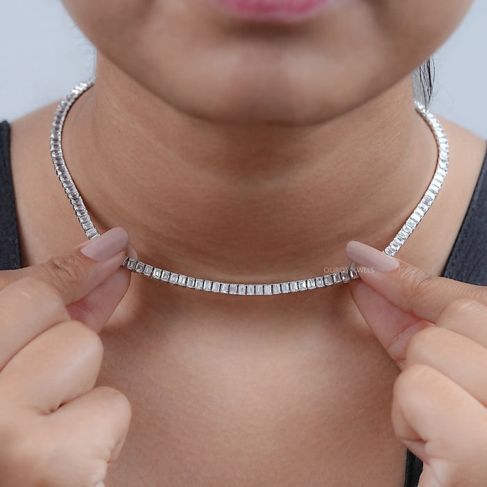 Emerald Lab Grown Diamond Tennis Necklace