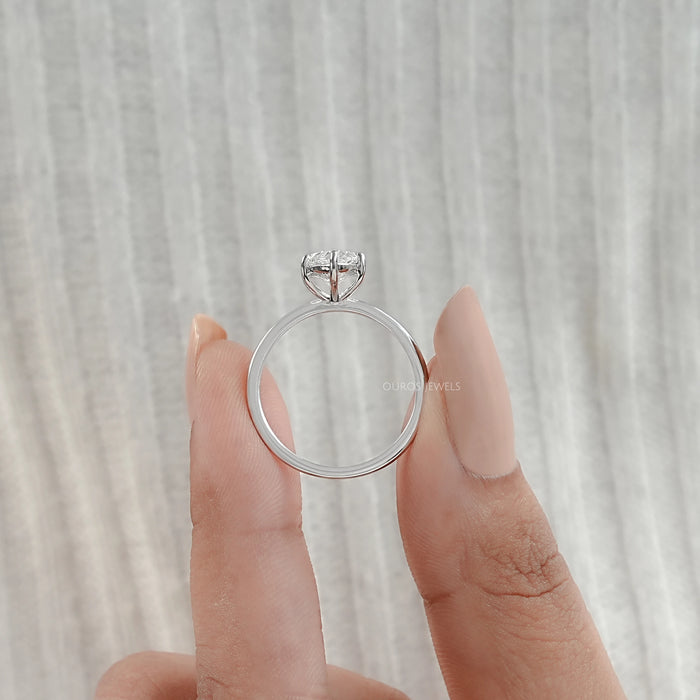 close view of marquise cut diamond solitaire 6 prong engagement ring