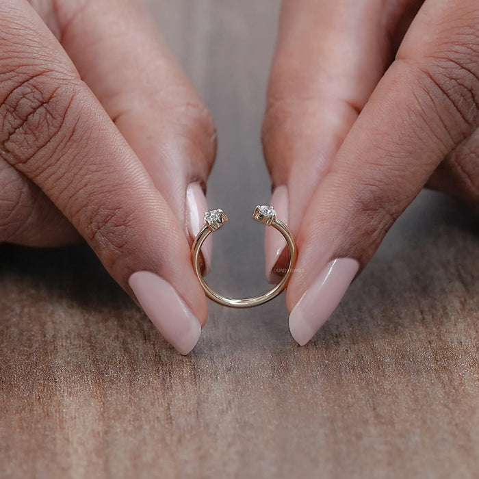 Round Lab Diamond Open Cuff Wedding Ring