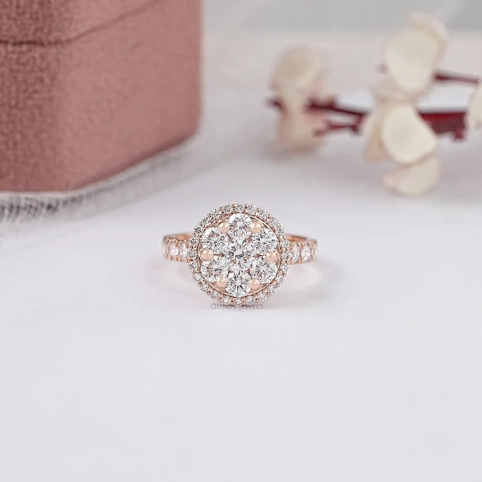 round diamond double halo ring rose gold 