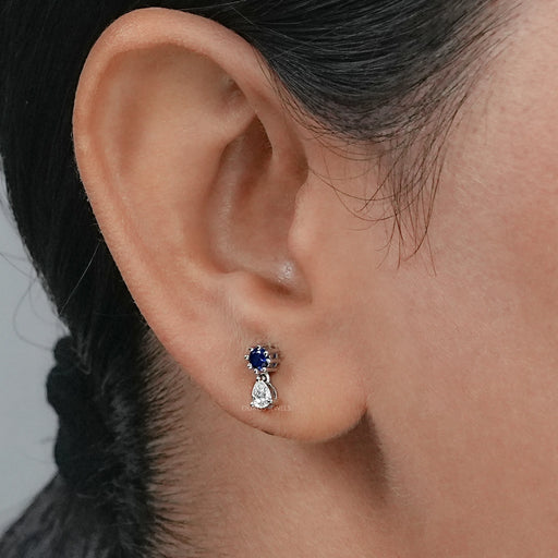 Sapphire Round Cut Lab Gemstone Dangle Earrings