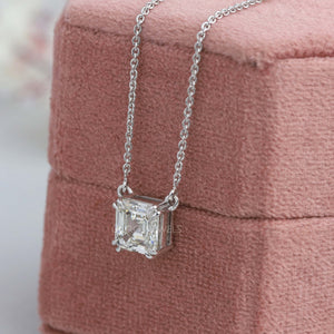 Asscher Cut Lab Grown Diamond Solitaire Pendant