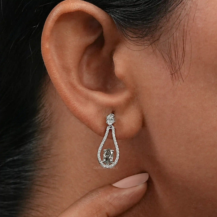 Diamond  Layered Teardrop Dangle Earrings