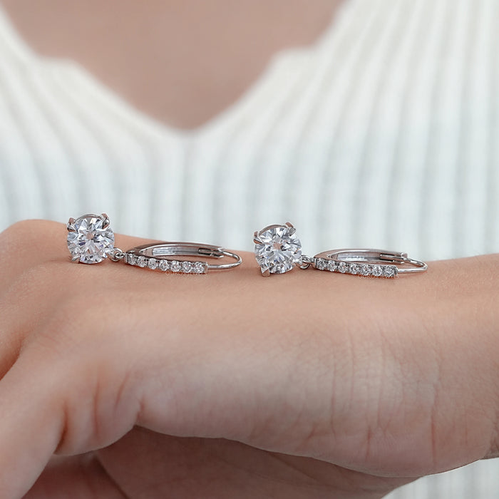 Round Lab Diamond Dangle Earrings