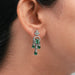 green emerald linear drop earring