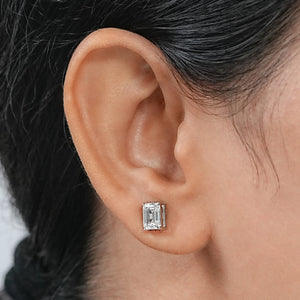 Emerald Cut Lab Grown Diamond Stud Earrings