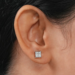 Princess Cut Lab Grown Diamond Stud - 2.00 Carat Each