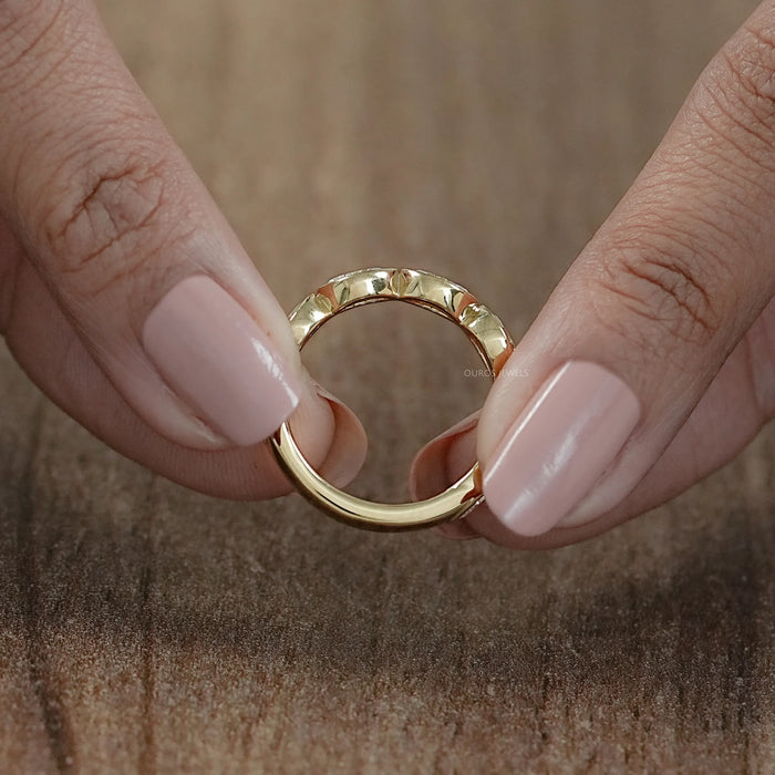 East West Marquise Diamond Bezel Set Half Eternity Band