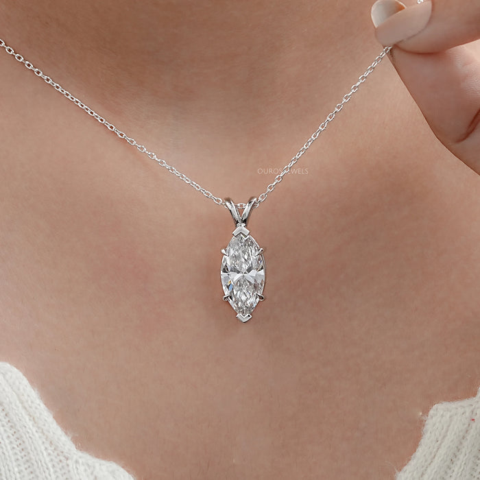 Marquise Lab Diamond Solitaire Bail Pendant