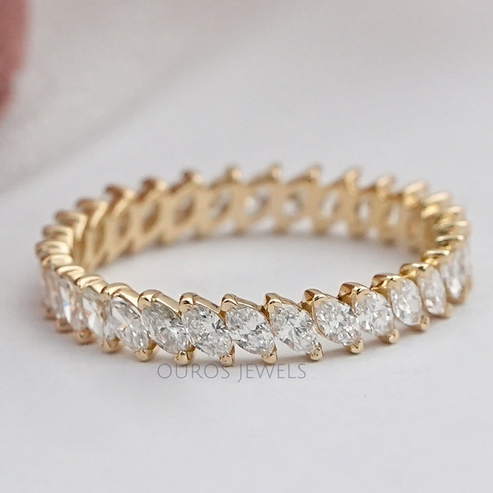 Marquise Cut Lab Grown Diamond  Eternity Wedding Band