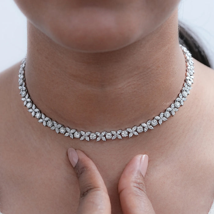 Marquise & Round Diamond Choker Necklace