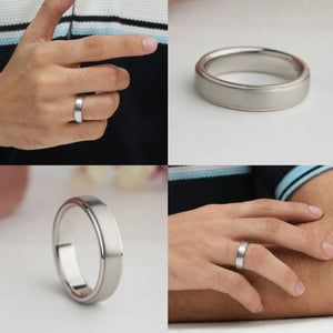 multiple view of men wedding band in one collage