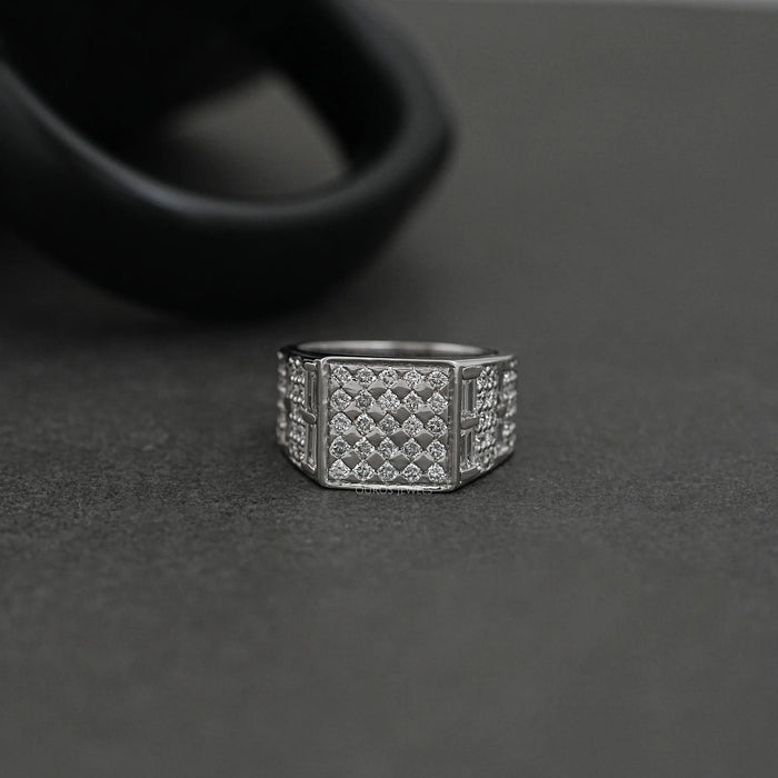 Grid Cluster Diamond Ring For Men's