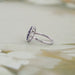 side view of old european round cut diamond sapphire halo engagement ring